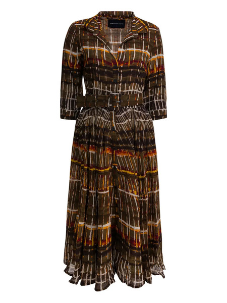  Samantha Sung Plaid Belted Dress - Brown 