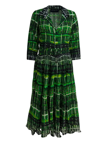  Samantha Sung Plaid Belted Dress - Green 