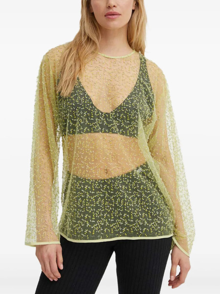  Samsoe Samsoe Beaded Long-sleeve Blouse - Green 