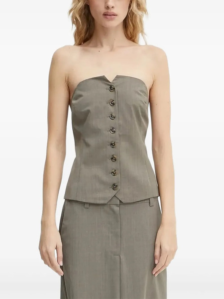  Samsoe Samsoe Button-front Strapless Top - Green 