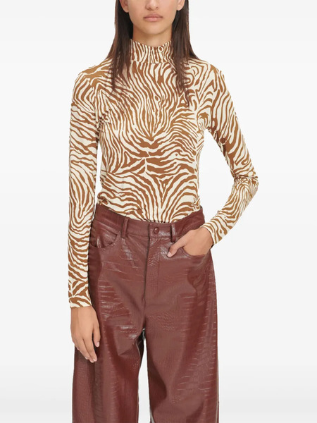  Samsoe Samsoe Elsi Zebra-print Turtleneck T-shirt - Brown 