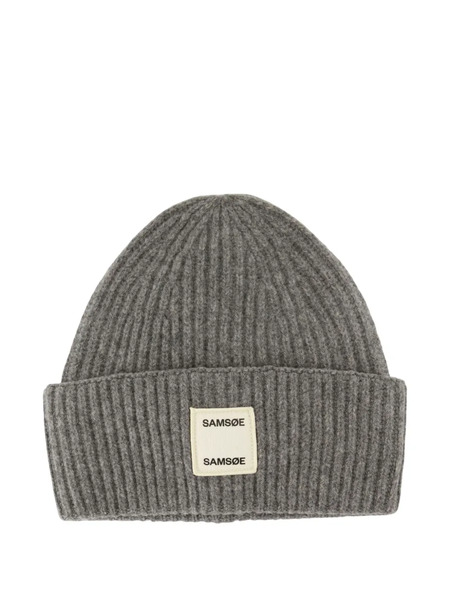  Samsoe Samsoe Ribbed Wool Beanie - Grey 