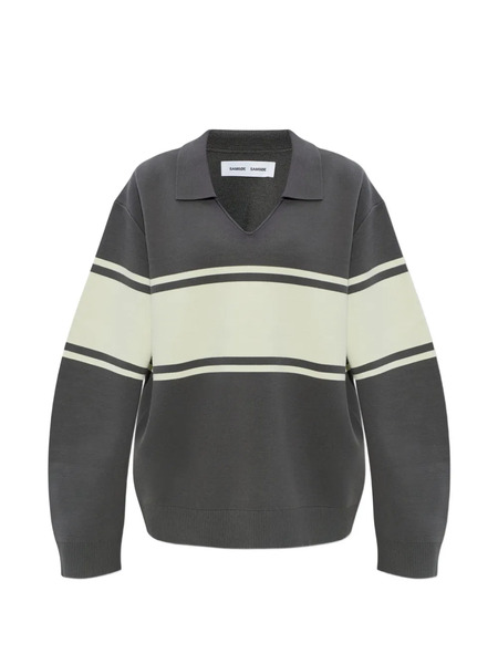  Samsoe Samsoe Saanne Striped Collared Sweatshirt - Grey 