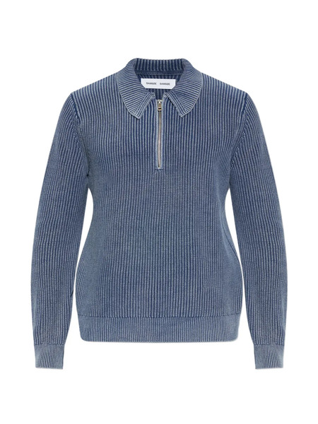  Samsoe Samsoe Saearl Ribbed Zip-fastening Polo Shirt - Blue 
