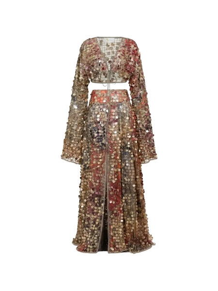  Sana Osmani Katrina Sequin Skirt Set - Gold 