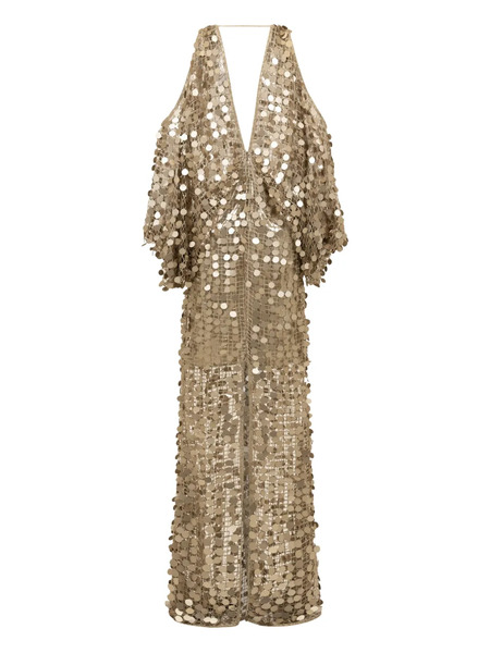  Sana Osmani Mimi Sequin Open-shoulder Maxi Dress - Gold 