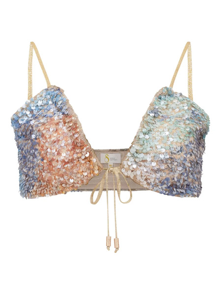  Sana Osmani Rosa Sequin Tie Top - Blue 