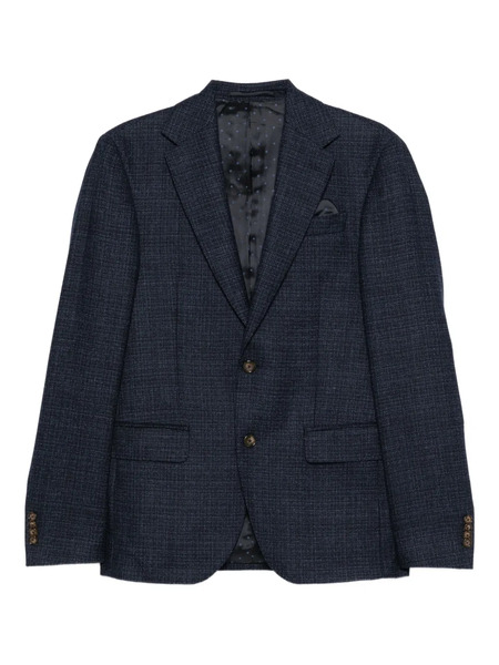  Sand Textured Single-breasted Wool Blazer - Blue 