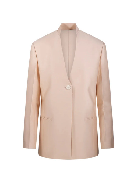  Sandbeige Button Single-breasted Blazer - Pink 
