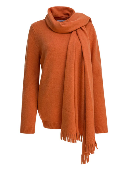  Sandbeige Fringed Scarf Knitwear - Orange 
