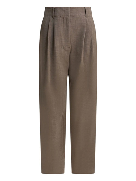  Sandbeige Pleated Trousers - Brown 