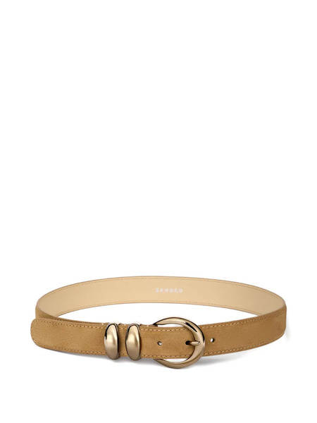  Sandro Buckle Leather Belt - Neutrals 