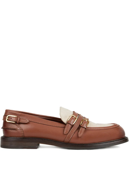  Sandro Buckled Leather Loafers - Brown 