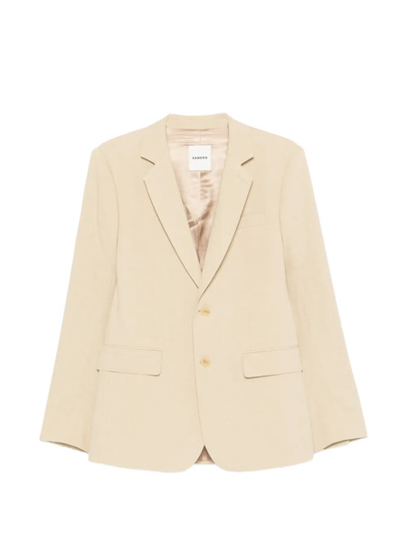  Sandro Button Linen Suit Jacket - Neutrals 