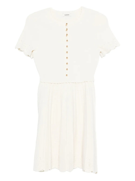  Sandro Buttoned Scalloped Mini Dress - Neutrals 