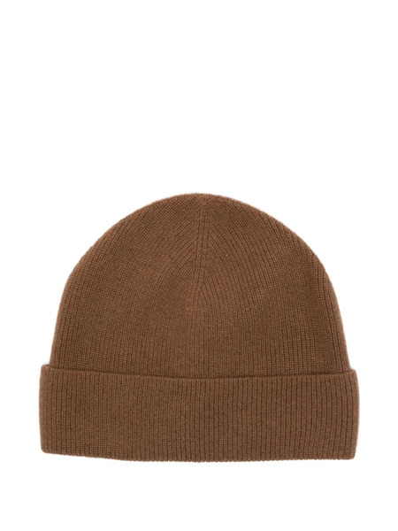  Sandro Cashmere Turn-up Knitted Beanie Hat - Brown 