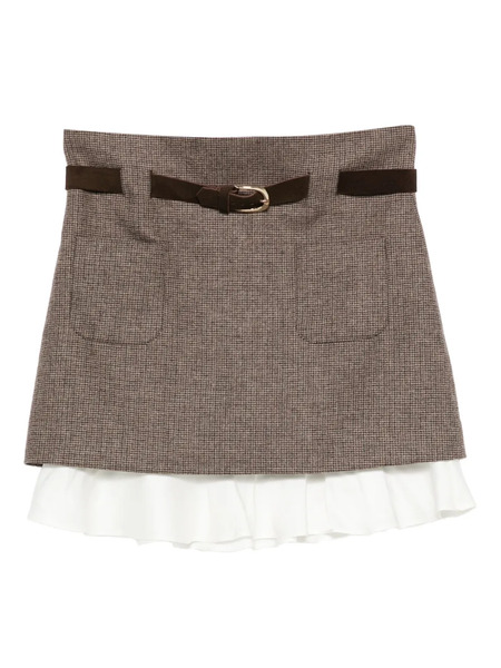  Sandro Check-pattern Layered Mini Skirt - Brown 
