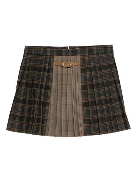  Sandro Checked Pleated Mini Skirt - Blue 