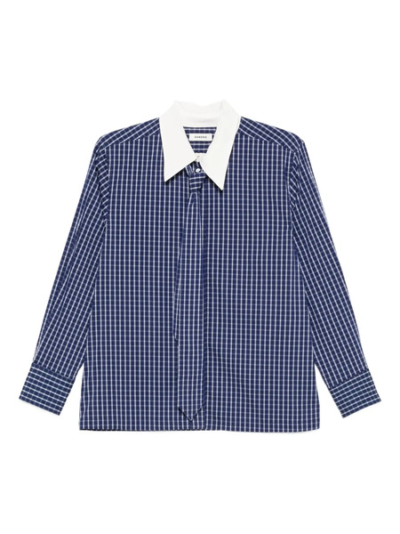  Sandro Checked Tie-neck Blouse - Blue 