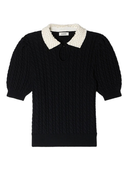  Sandro Collar-detail Polo Top - Black 
