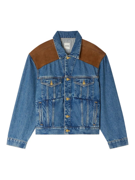  Sandro Contrast-panel Denim Jacket - Blue 