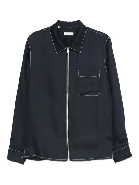  Sandro Contrast-stitching Shirt Jacket - Blue 