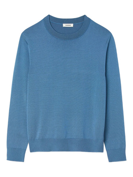  Sandro Crew-neck Ribbed-trim Sweater - Blue 