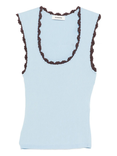  Sandro Crochet-trim Top - Blue 
