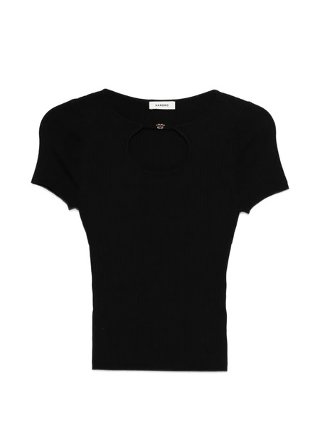  Sandro Cu-tout Ribbed T-shirt - Black 