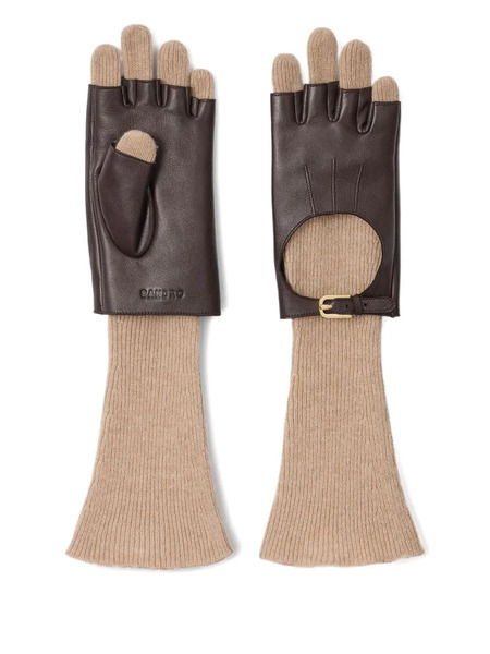  Sandro Embossed-logo Layered Gloves - Brown 