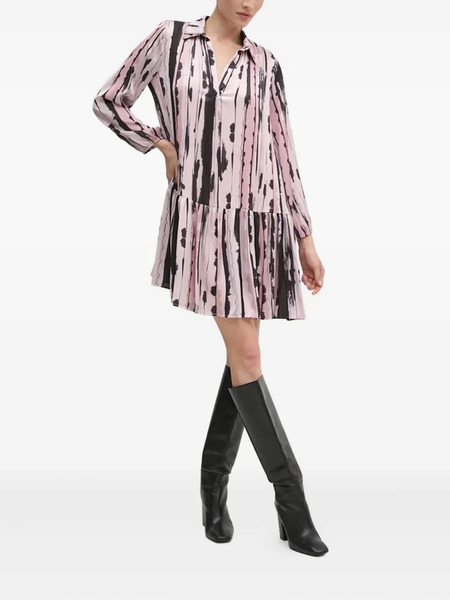  Sandro Ferrone Abstract-print Pleated Shirt Dress - Pink 