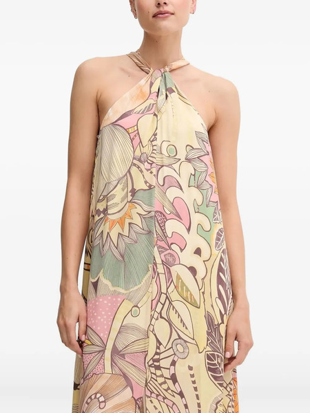  Sandro Ferrone Halter-neck Floral-print Maxi Dress - Neutrals 