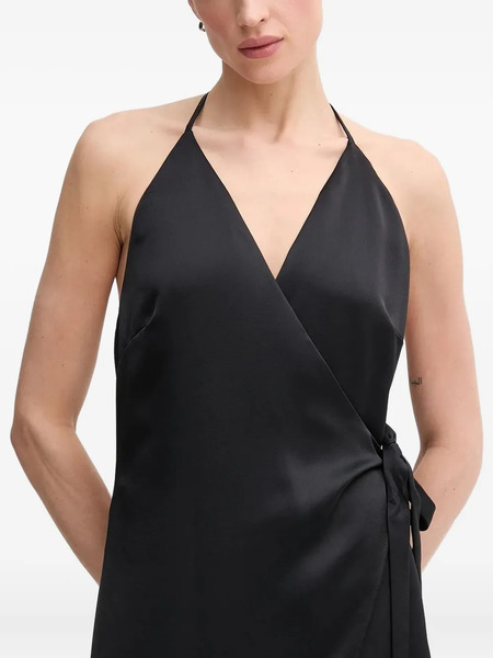  Sandro Ferrone Halter-neck Wrap-design Maxi Dress - Black 