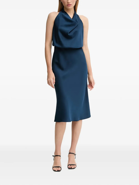  Sandro Ferrone Halterneck Draped Midi Dress - Blue 