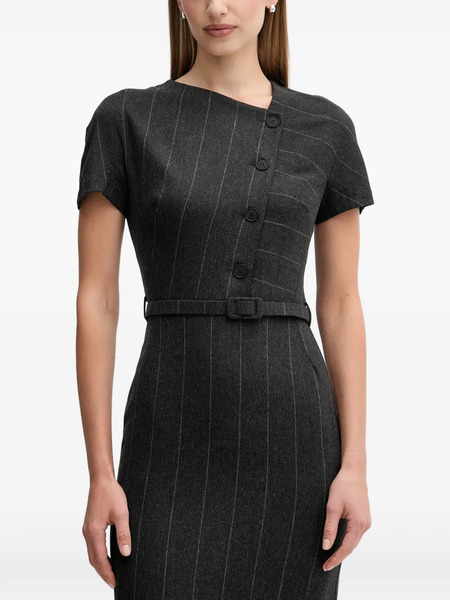  Sandro Ferrone Pinstripe-pattern Belted Midi Dress - Grey 