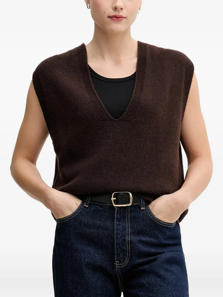  Sandro Ferrone V-neck Vest - Brown 
