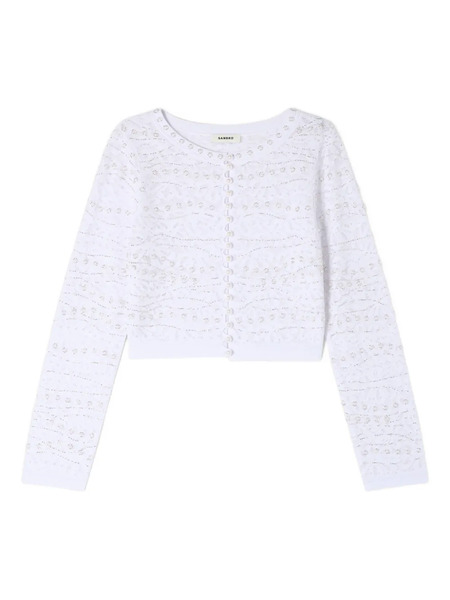  Sandro Floral-embellished Knit Cardigan - White 