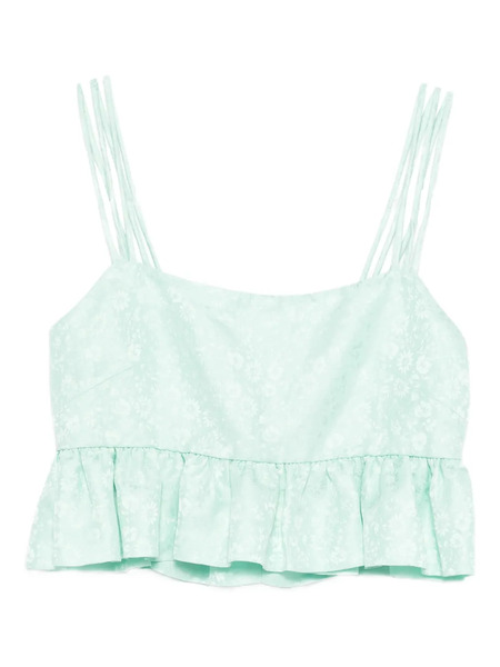 Sandro Floral-pattern Ruffled Top - Green 