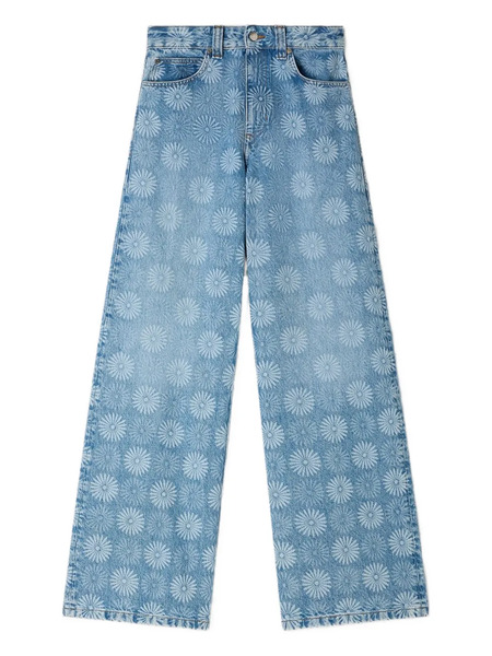  Sandro Floral-pattern Wide-leg Jeans - Blue 