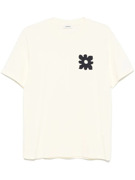  Sandro Flower-detail T-shirt - Neutrals 