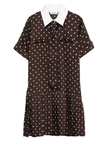  Sandro Geometric-print Mini Dress - Brown 
