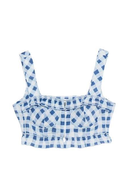  Sandro Gingham Crop Top - Blue 