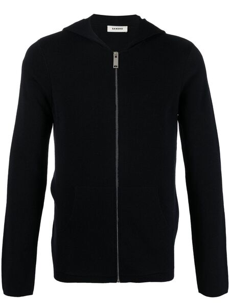  Sandro Hooded Wool Cardigan - Blue 