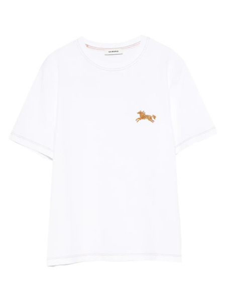  Sandro Horse-embroidery T-shirt - White 