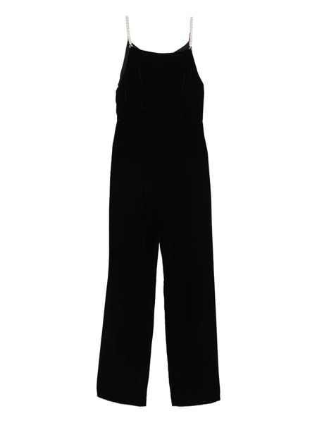  Sandro Jewel-strap Velvet Jumpsuit - Black 