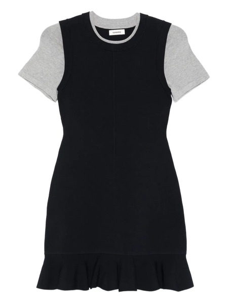  Sandro Layered Ruffled Mini Day Dress - Blue 