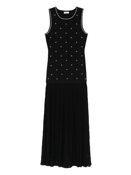  Sandro Maxi Floral-embellishment Knitted Dress - Black 