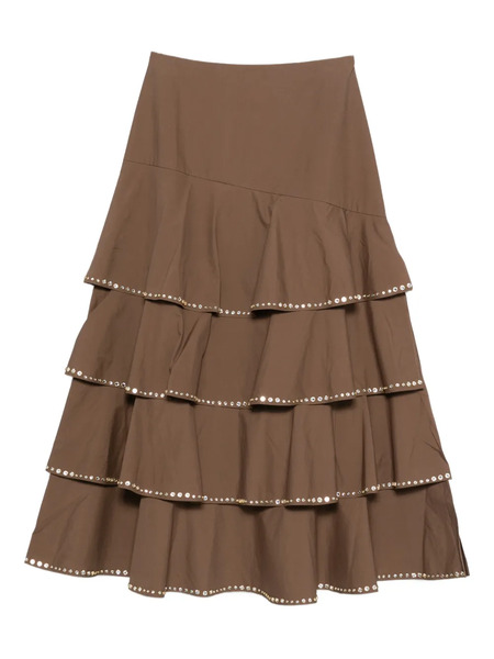  Sandro Midi Crystal-embellished A-line Skirt - Brown 