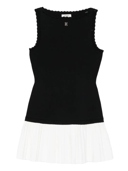  Sandro Mini Ruffled Pleated Dress - Black 
