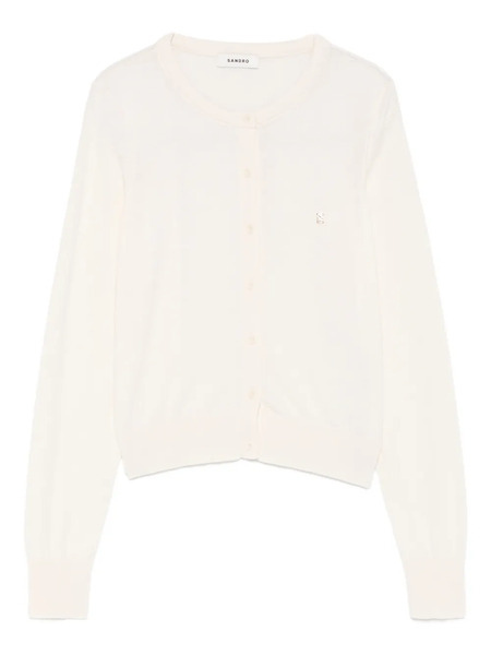  Sandro Padded-round-neck Cardigan - Neutrals 